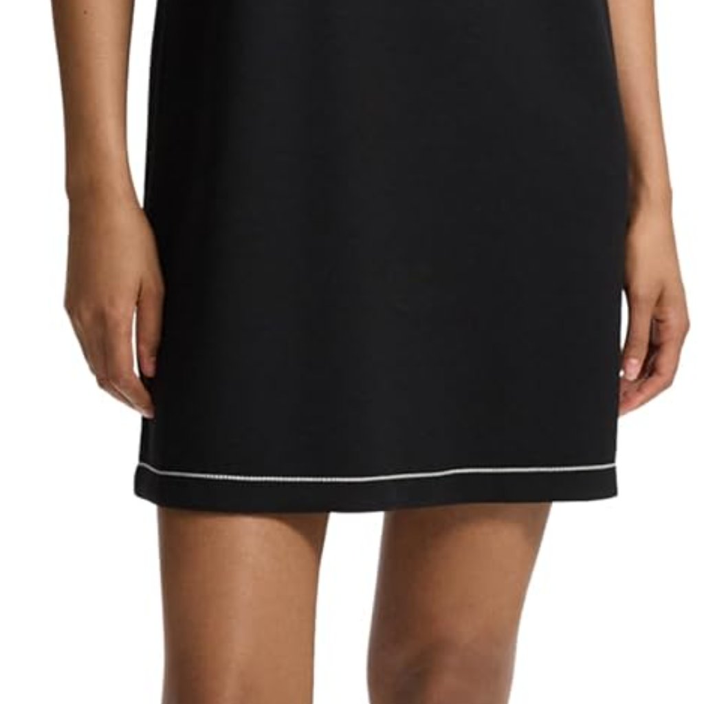 Trendy Women's Short Sleeve A-Line Dress With Contrast Stitch Detail - Large